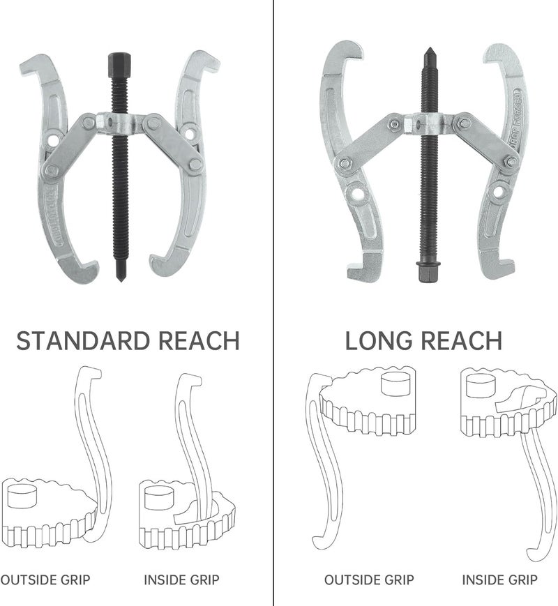 ChgImposs 8 Inch 3-Jaw Gear Puller, 2 Jaw 3 Jaw Puller for Pulley Gears Bearings and Flywheels, Heavy Duty Pulley Puller with Reversible Jaws, High Carbon Steel Removal Tool Bearing Puller Tool - Image 4